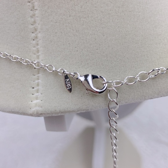 Silver NRQ Necklace & Pendant Pink ribbon & heart gems Breast Cancer Round New - Picture 6 of 13